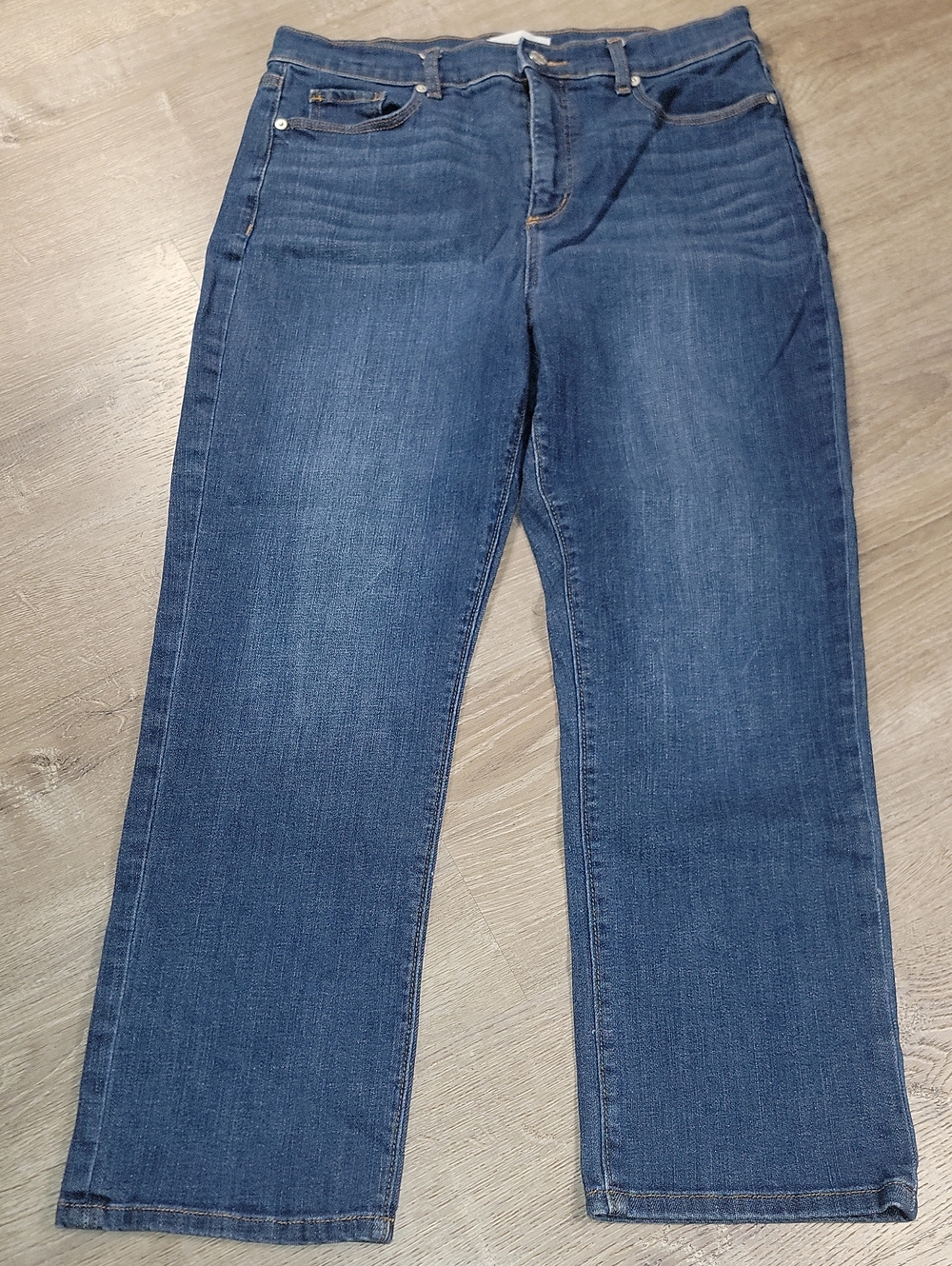 LOFT Straight-Leg Jeans in Dark Blue Wash